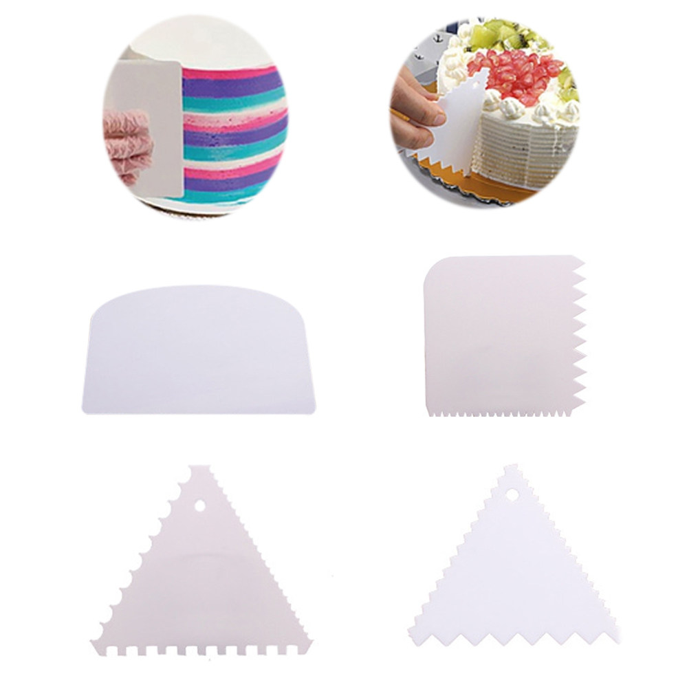 Fondant Smoother Set - Zestaw 4 szt. białych plastikowych skrobaków